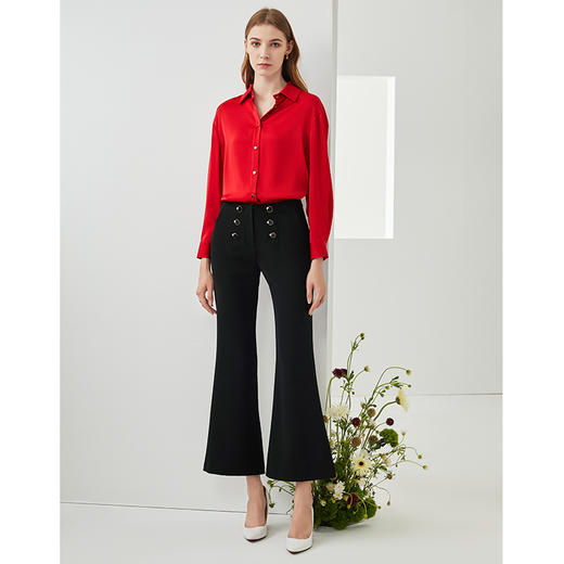 EITIE爱特爱21秋季新款时尚气质宽松压褶舒适显瘦百搭衬衫上衣女C2109802 商品图3