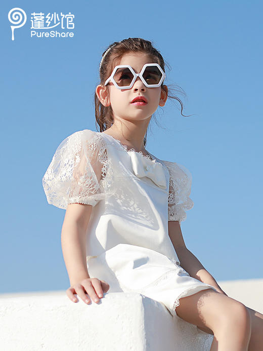 pureshare女童T恤夏新款宝宝套装气质可爱短袖上衣短裤两件套-雪梨花两件套 商品图0
