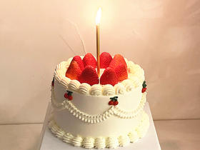可爱少女｜草莓主题水果蛋糕 | 赠送金色蜡烛1个