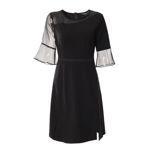 EITIE爱特爱初秋新款时尚性感网纱镂空收腰A摆显瘦连衣裙B2107756 商品图4