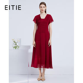 EITIE爱特爱21夏季新款气质优雅压褶收腰显瘦百搭长款礼服连衣裙B2177706