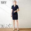 IWY/藏青气质西装连衣裙女短袖职业工作服时尚高端售楼部工装裙OLQ11253 商品缩略图1