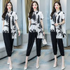 WZNH- WY26089 2021夏季新款时尚舒适简约休闲复古水墨印花两件套裤 商品缩略图0