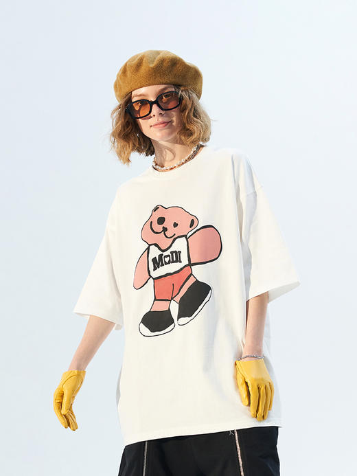 MODITEC 21春夏 彩色抽象小熊宽松短袖 国潮小熊印花情侣短袖 商品图4