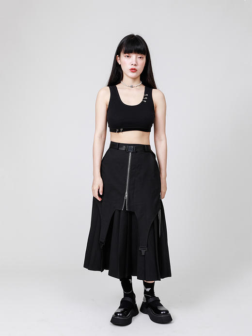 sunsetpark原创半身裙2021年新款夏中长款裙子机能风设计感百褶裙 商品图3