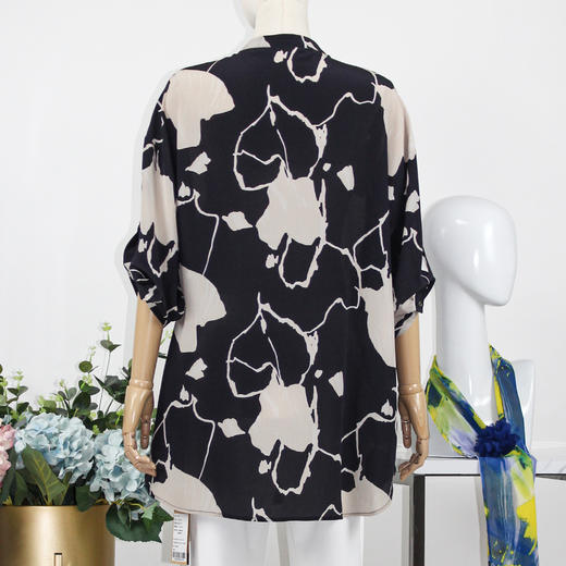 FOCALS福柯斯女装夏季新款桑蚕丝宽松休闲中长印花衬衫F2Y6S033BM 商品图2