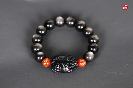 【彩虹眼黑曜石龙龟】银曜石手串，颗颗双眼 商品图0