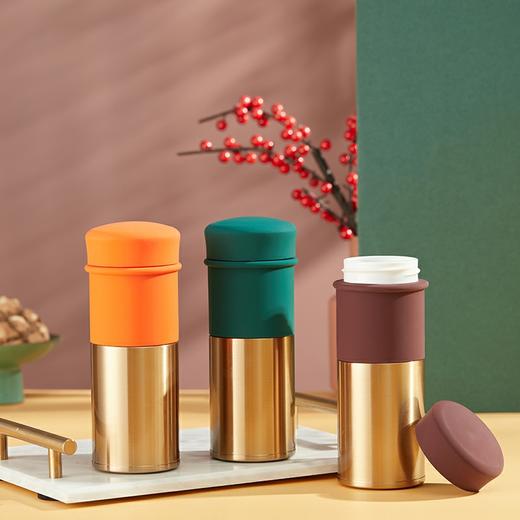 泽泰玉瓷杯系列【大咖随行杯】 高温白瓷内胆黄铜杯体 养生保温杯 商品图1