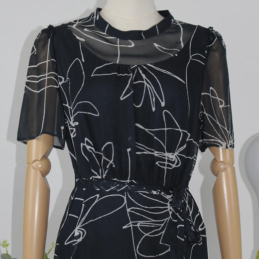 FOCALS福柯斯女装夏季新款桑蚕丝短袖时尚修身连衣裙F2YBX283BM 商品图3