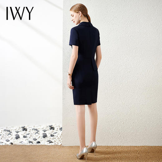 IWY/藏青气质西装连衣裙女短袖职业工作服时尚高端售楼部工装裙OLQ11253 商品图2