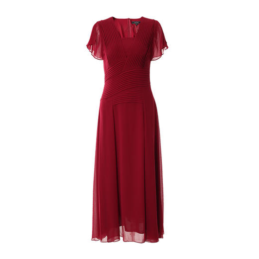 EITIE爱特爱21夏季新款气质优雅压褶收腰显瘦百搭长款礼服连衣裙B2177706 商品图4