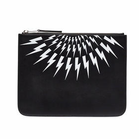 NEIL BARRETT 尼奥·贝奈特 男士牛皮闪电印花商务出差手拿包 黑色 BSG151 H9201 524