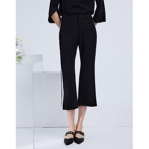 EITIE爱特爱新款时尚通勤简约百搭撞色微喇显瘦休闲裤女B2105722 商品图2