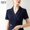 IWY/藏青气质西装连衣裙女短袖职业工作服时尚高端售楼部工装裙OLQ11253 商品缩略图3