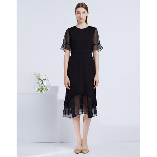 EITIE爱特爱夏季新款优雅气质网纱拼接包臀显瘦鱼尾连衣裙B2107754 商品图1