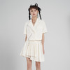 SunsetPark原创设计白色百褶半身裙女夏白色镂空爱心短袖西装套装 商品缩略图3