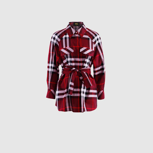 开衩袖口港风衬衣（附腰带） 商品图0