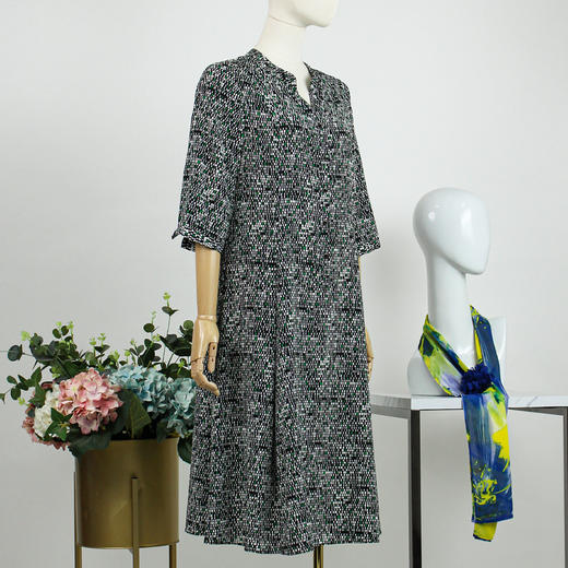 FOCALS福柯斯女装夏季新款桑蚕丝半袖收腰百搭长连衣裙YBBX291GE 商品图2