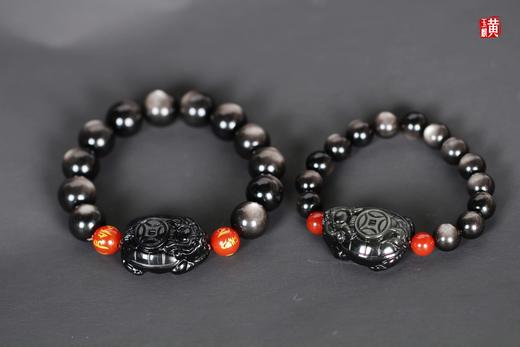 【彩虹眼黑曜石龙龟】银曜石手串，颗颗双眼 商品图2