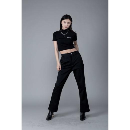 RUSTYNAILL春夏基础款紧身弹力半高领修身百搭辣妹露脐短款短袖女 商品图1