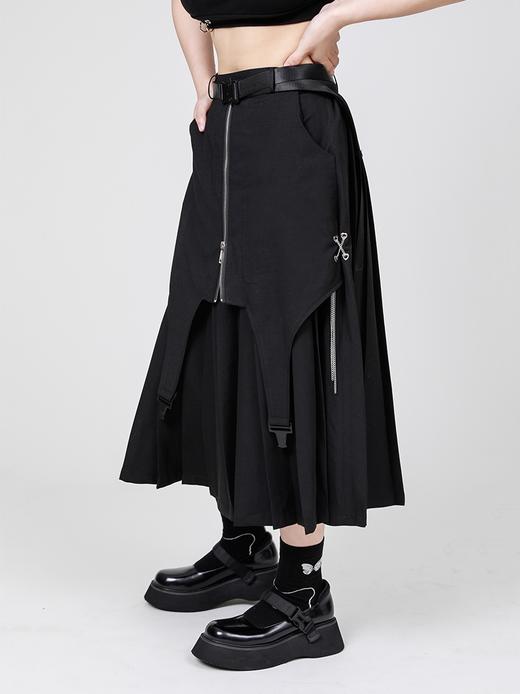 sunsetpark原创半身裙2021年新款夏中长款裙子机能风设计感百褶裙 商品图2