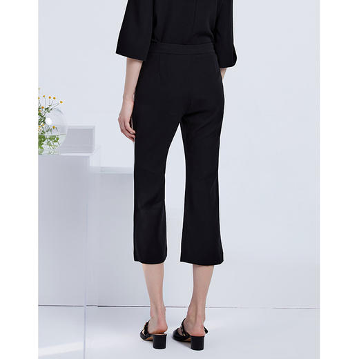 EITIE爱特爱新款时尚通勤简约百搭撞色微喇显瘦休闲裤女B2105722 商品图3