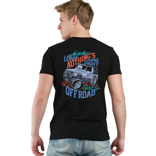 自由基地简约个性越野车图案印花户外休闲T恤夏季潮流复古机车衫 NMT-1663 商品图1