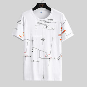一口价【新款DSK】 夏季潮款印花圆领短袖大依优型短袖T恤胖子加肥弹力透气大码男装半袖
