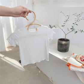 【儿童T恤】mtkids夏季女宝宝可爱纯色短袖上衣木耳边面膜T