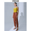 VIMAGE纬漫纪高腰显瘦九分皮裤休闲裤裤子V1505101 商品缩略图1