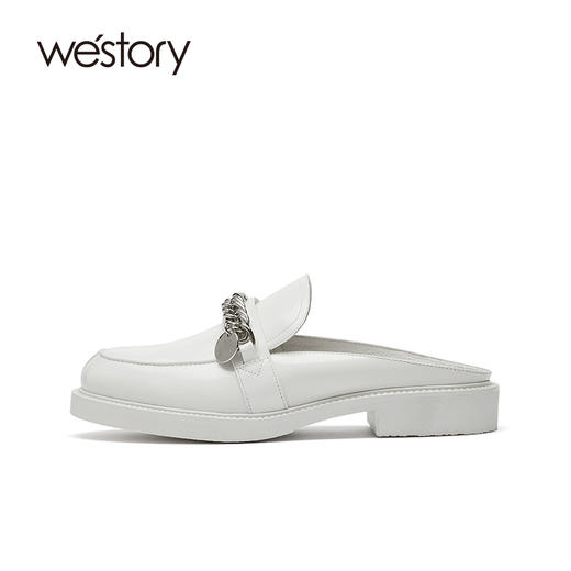 westory女鞋2021夏季新款真皮厚底平底一字拖室内W21AH52551 商品图1