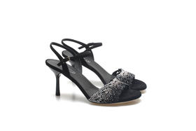 豪麟名鞋奥莱LORIBLU女装羊反绒面革凉鞋LR70060L黑色  原价5660元