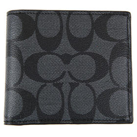 蔻驰（COACH） 奢侈品 男士短款钱包灰黑色PVC F75083 CQBK