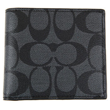 蔻驰（COACH） 奢侈品 男士短款钱包灰黑色PVC F75083 CQBK 商品图0