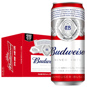 百威（Budweiser）淡色拉格啤酒 450ml*18听 整箱装