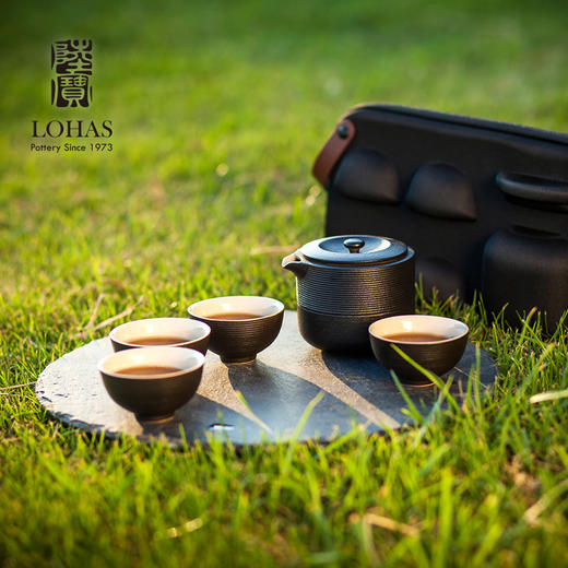 红点旋纹携行装茶具 商品图0