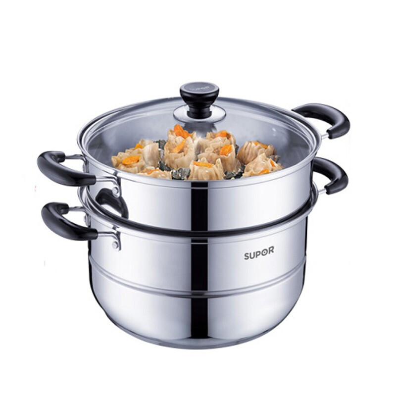 苏泊尔厨具SZ28B5好帮手不锈钢双层复底蒸锅