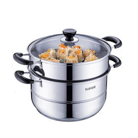 苏泊尔厨具SZ28B5好帮手不锈钢双层复底蒸锅