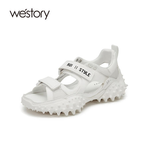 westory女鞋2021夏季新款漆皮仙女风运动凉鞋镂空沙滩W21BG61011 商品图2
