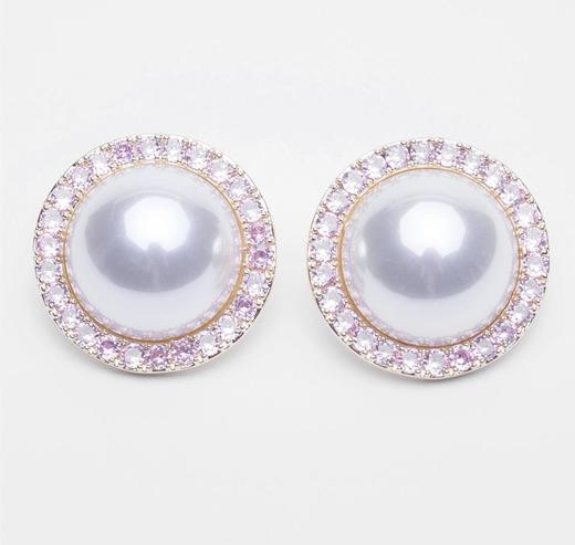 特价秒杀 微瑕疵  C.LP.Y 大珍珠粉钻耳环 粉色CLPY01-100-2. 潮快闪[福利品] 商品图0