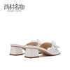 西村名物2021夏季新款真皮低跟外穿时尚沙滩鞋羊皮凉拖半拖24141 商品缩略图4
