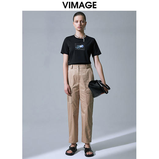 VIMAGE纬漫纪夏季通勤百搭九分高腰显瘦直筒九分裤职业西裤裤子V1505106 商品图1