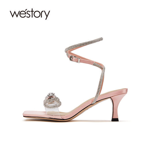 westory女鞋2021夏季新款羊皮仙女亮片细跟一字带凉鞋W21BG60881 商品图1