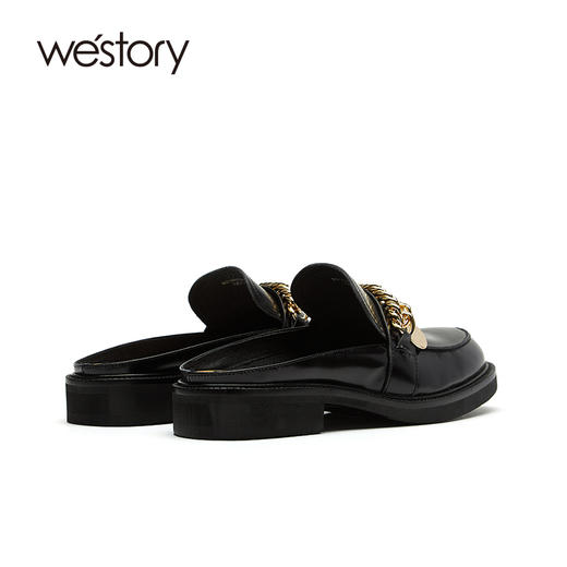 westory女鞋2021夏季新款真皮厚底平底一字拖室内W21AH52551 商品图2