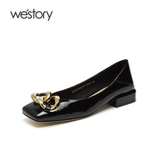 westory女鞋2021夏季新款浅口方头软底一脚蹬乐福单鞋S21CE70821 商品图1
