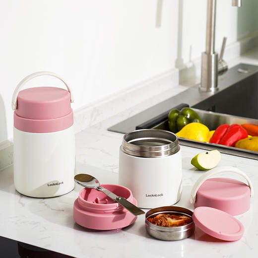 乐扣乐扣保温粥杯女便携粥桶装粥的饭盒汤壶汤罐大容量304不锈钢 LHC8041组合 商品图2