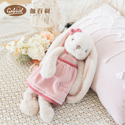 伽百利毛绒长耳女裙兔/瑞贝卡W891 兔子毛绒玩具公仔睡觉抱枕安抚陪伴玩偶男孩女孩礼物 商品图4