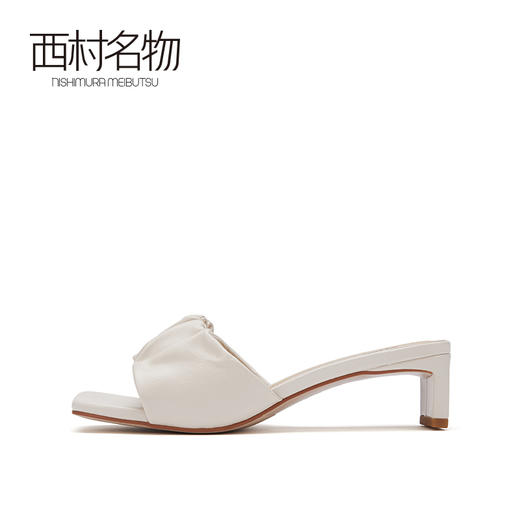 西村名物2021夏季新款复古风时尚褶皱外穿粗跟一字拖女拖鞋T21AH15011 商品图1