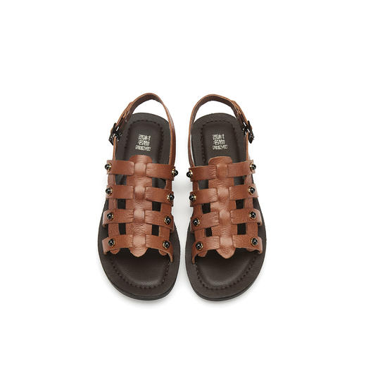 夏季新款舒适牛皮平底休闲女凉鞋罗马风运动凉鞋 商品图1