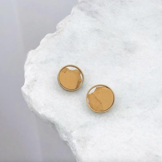 北京仓｜dsnú-Circulares-橙瓷 浮雕 耳钉 ［西班牙设计师］ 商品图3